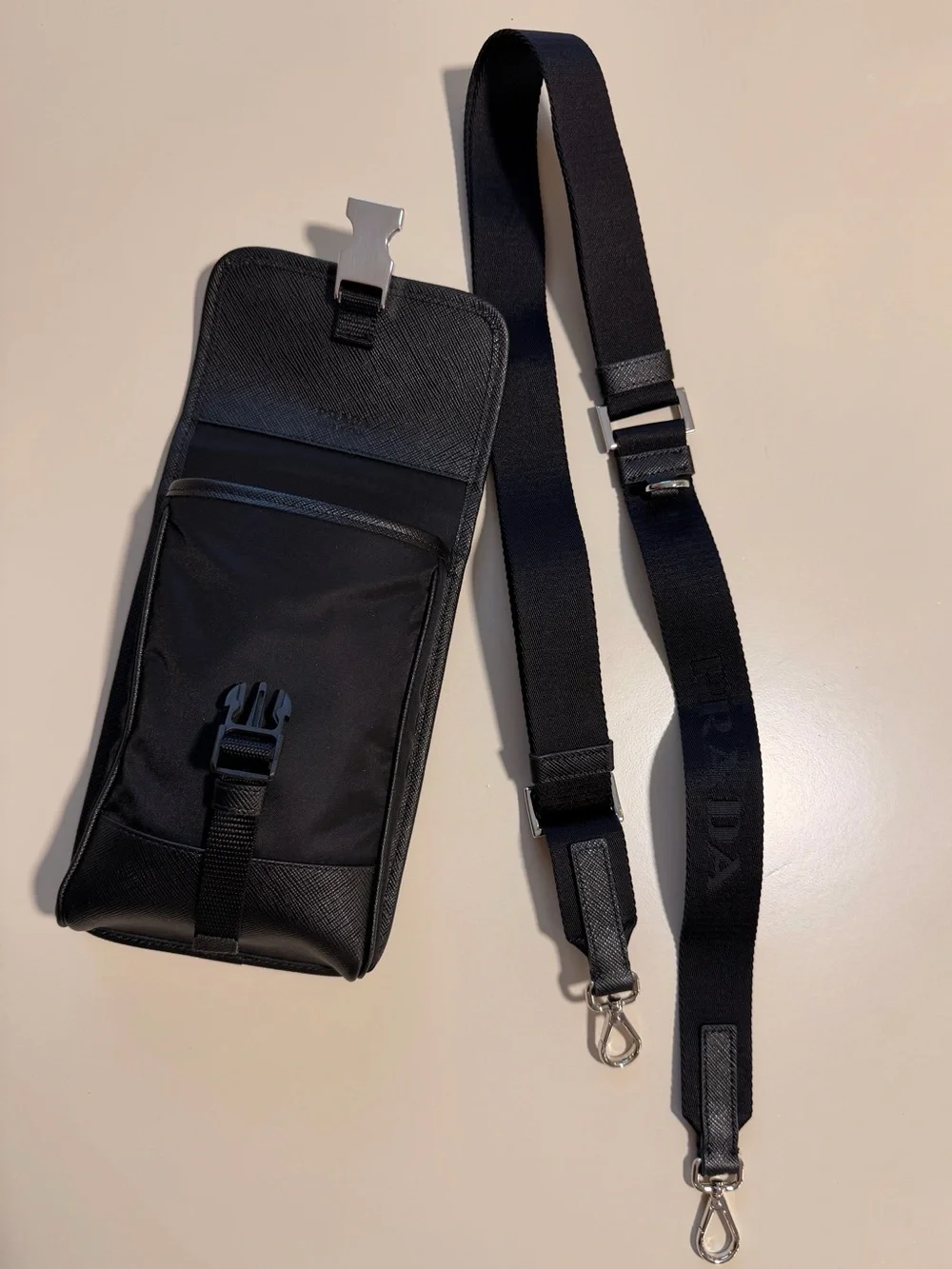 Prada Black Nylon Belt/Crossbody Pouch - Picture 2 of 6